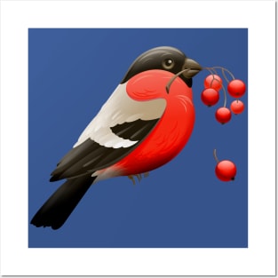 Lovely Red Bird With Fruits Posters and Art